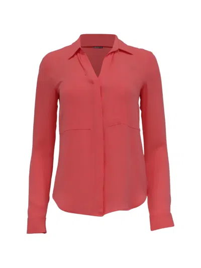 Pre-owned Theory Button-down Silk Blouse In Orange