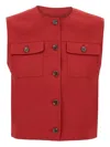 Theory Fitted Sleeveless Linen Vest In Red