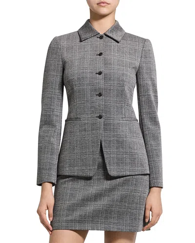 Theory Button Front Cutaway Blazer In Gray