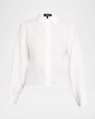 THEORY BUTTON-FRONT LINEN SHIRT