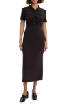 Theory Button Front Mixed Media Crepe Dress