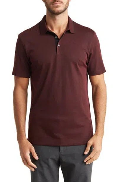 Theory Button Front Polo In Chianti/black