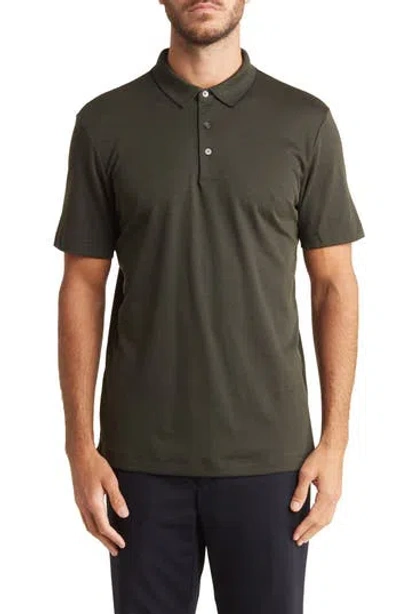 Theory Button Front Polo In Grove/black