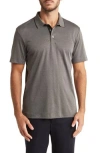 Theory Button Front Polo In Stone Grey/black