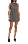 Theory Button Front Recycled Polyester Minidress In Black Multi
