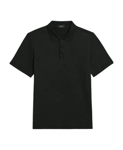 Theory Button-front Short-sleeved Polo Shirt In Eclipse