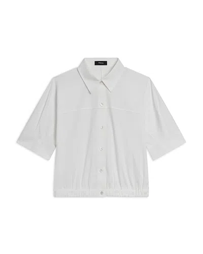 Theory Button Front Top In White