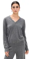 Theory Button Neck Cashmere Sweater Light Charcoal In Gray