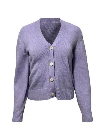 Pre-owned Theory Button-up Cardigan In Purple