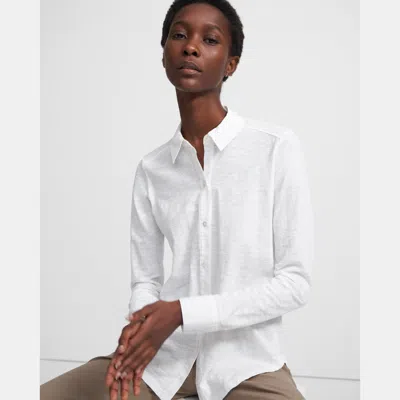 Theory Button Up Shirt In Organic Cotton In White