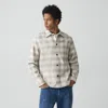 Theory Button-up Shirt In Textured Check In Gray