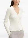 Theory Button V-neck Cardigan In Neutral