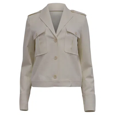 Theory Button-down Cropped Jacket In White Wool