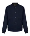 Theory Blue Bomber Jacket With Snap Button Closure In Wool Blend Man In Black