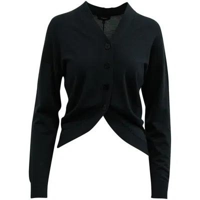 Theory Buttoned Cardigan In Navy Blue Merino Wool In Black