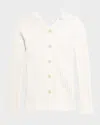 Theory Buttoned Wool-blend Cardigan In White