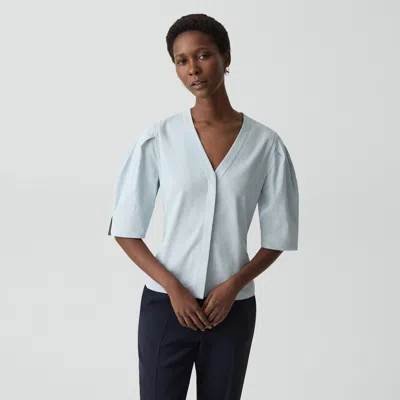 Theory Button-up Top In Good Linen In Blue