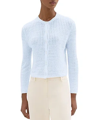 Theory Cable Cropped Cardigan In Skylight