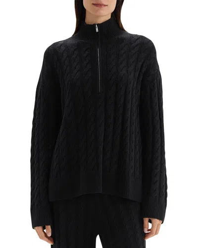 Theory Cable Half Zip Sweater In Black
