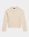 Theory Cable Knit Sweater In Felted Wool-cashmere In Ivory