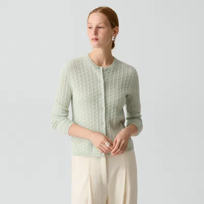Theory Cable-knit Cardigan In Cashmere In Gray