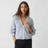 Theory Cable-knit Cardigan In Rounded Cotton In Pale Blue