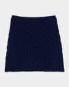 Theory Cable-knit Felted Wool-cashmere Mini Skirt In Dark Denim