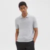Theory Cable Knit Polo In Cotton In Light Grey Heather