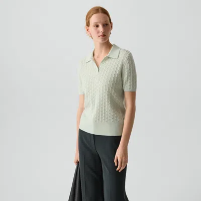 Theory Cable-knit Polo Shirt In Cashmere In Green