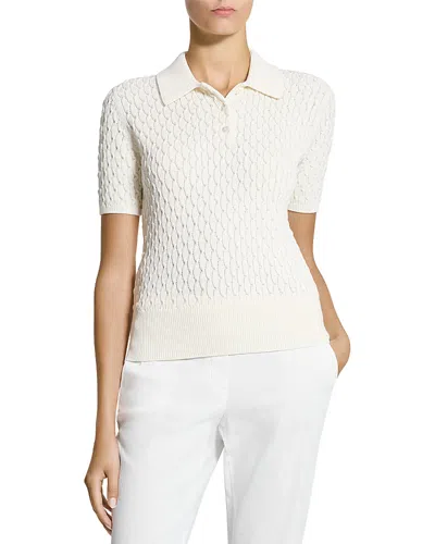 Theory Cable Knit Polo Shirt In White