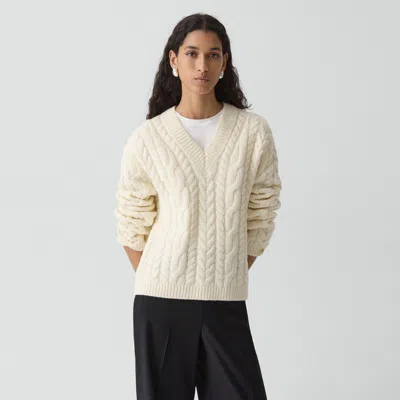 Theory Cable-knit Wool And Cashmere-blend Sweater In Neutral