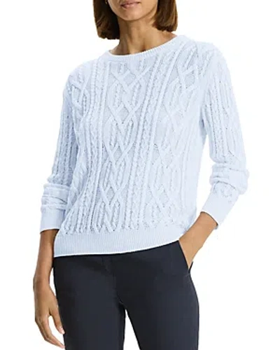 Theory Cable Knit Jumper In Skylight