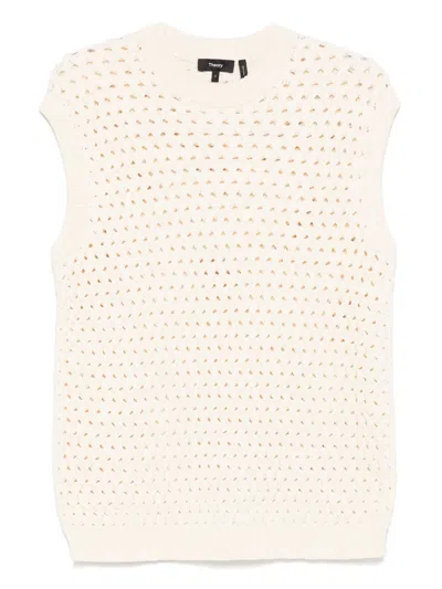 Theory Cable-knit Waistcoat In Beige