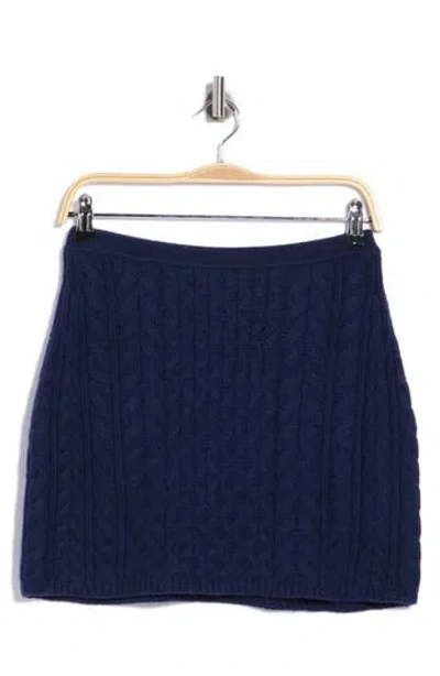 Theory Cable Knit Wool & Cashmere Miniskirt In Blue