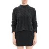 Theory Wool-cashmere Mock-neck Cable Sweater In Charcoal - A00