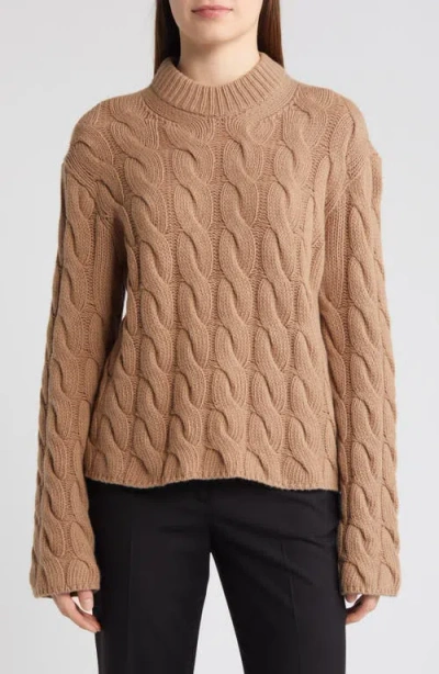 Theory Mock Cable Wool & Cashmere-blend Pullover In Brown