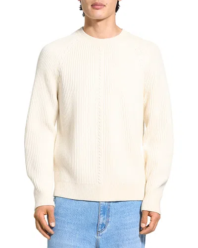 Theory Cable Long Sleeve Crew Neck In Montana Wool In Neutral