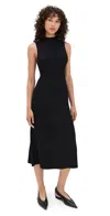Theory Cable Stitch Sleeveless Wool Blend Sweater Midi Dress In Black