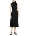 Theory Cable Stitch Sleeveless Wool Blend Sweater Midi Dress In Black