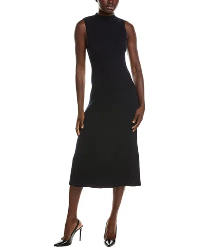 Theory Cable Rib Wool-blend Sweaterdress In Black