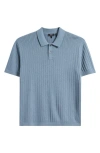 Theory Cable Short Sleeve Cotton Blend Polo Sweater