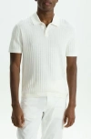 THEORY CABLE SHORT SLEEVE COTTON BLEND POLO SWEATER