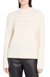 Theory Cable Yoke Wool Cashmere Sweater In Neutral