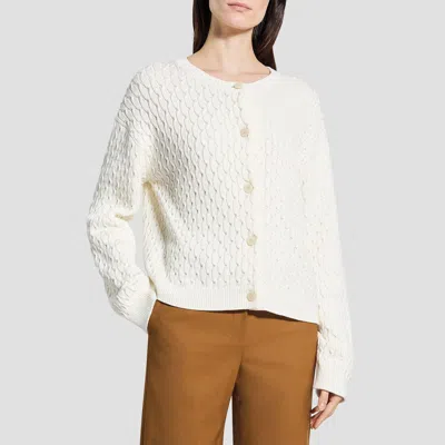 Theory Cable-knit Cardigan In Orchard Cotton In White