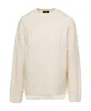 Theory Wool Blend Cable Knit Pullover Sweater In Neutral