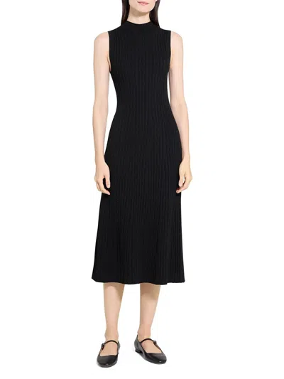 Theory Cable-knit Midi Dress In Black