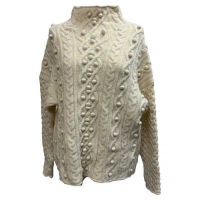 Theory Cable-knit Sweater In Ivory Wool In Neutral