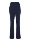 Theory Textured-crepe Slim-leg Pants In Blue