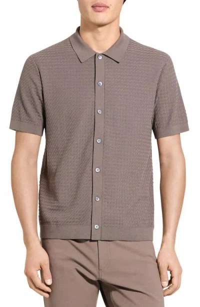Theory Cairn Short-sleeve Sweater In Cotton In Brown