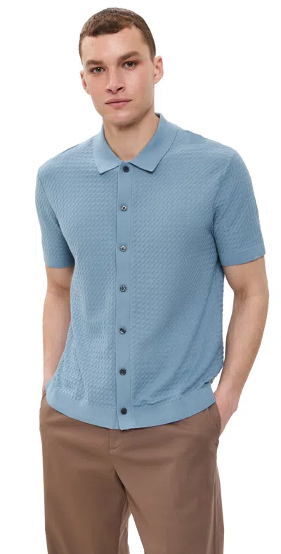 Theory Cairn Cotton Sweater Polo Rainstorm
